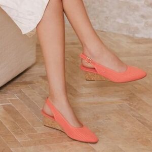 Vivaia Almond-Toe Slingback Wedge Sandals